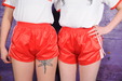 view details of set gm-3f027, Maude and Honeysuckle in shiny red shorts mayhem